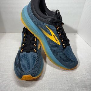 Size 12 Brooks Revel 7 Hybrid Running Shoe in Storm Blue/Black/Orange